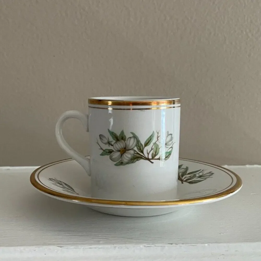 VTG Staffordshire Ambassador, Demitasse / Espresso Cup & Saucer, Dogwood, Floral